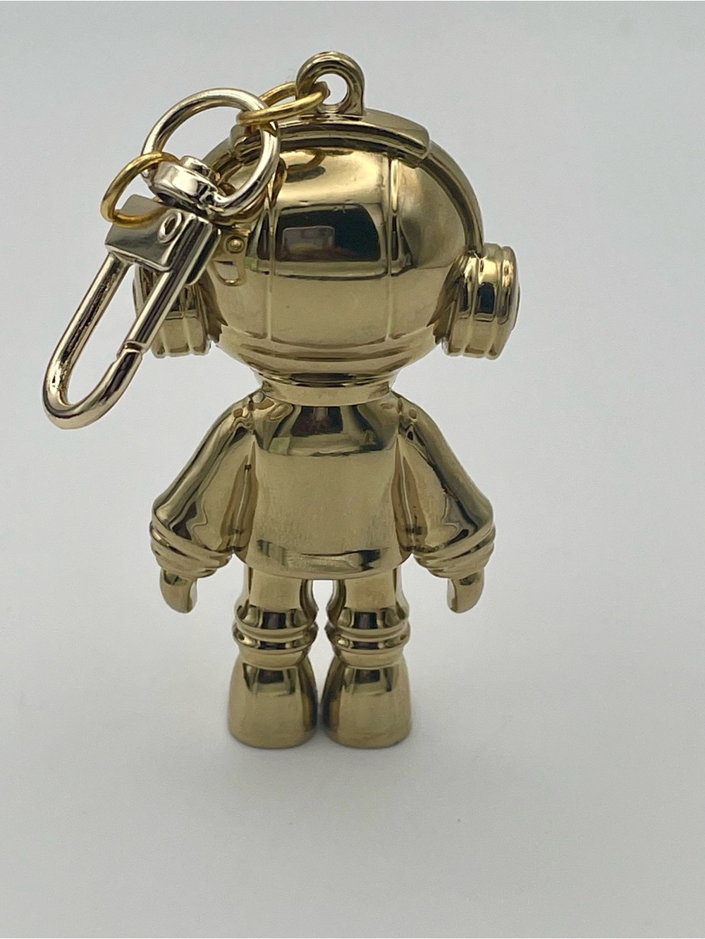 Gold-tone Metallic Robot Astronaut Figurine Keychain Charm - Picture 3 of 5